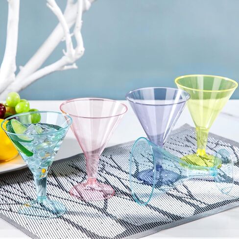 Liacere 24 Pack Clear Plastic Martini Glasses - 6.25oz Disposable Cocktail Glasses - Plastic Margarita Glasses Perfect for Wedding & Party in Saudi Arabia