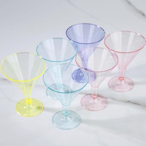 Liacere 24 Pack Clear Plastic Martini Glasses - 6.25oz Disposable Cocktail Glasses - Plastic Margarita Glasses Perfect for Wedding & Party in Saudi Arabia