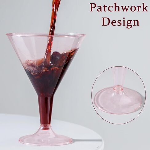 Liacere 24 Pack Clear Plastic Martini Glasses - 6.25oz Disposable Cocktail Glasses - Plastic Margarita Glasses Perfect for Wedding & Party in Saudi Arabia