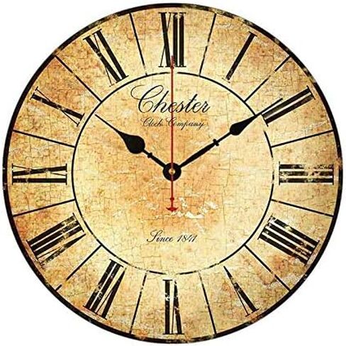 Crack Background Chester Paris Shabby Chic Wood Clock for Home Decor Wall Art Hanging Silent Wall Clock 14 inch in Saudi Arabia