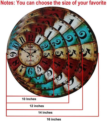 Crack Background Chester Paris Shabby Chic Wood Clock for Home Decor Wall Art Hanging Silent Wall Clock 14 inch in Saudi Arabia