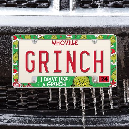 Rico Industries Grinch Drive Like a Grinch مقاس 12 بوصة × 6 بوصة من الكروم في جميع أنحاء إطار لوحة ترخيص السيارات للسيارة/الشاحنة/سيارات الدفع الرباعي in Saudi Arabia