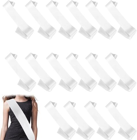 16 قطعة وشاح أبيض وشاح ساتان فارغ 2024 وشاح لتزيين المواكب العليا لحفلات التخرج وحفلات الزفاف لوازم ذاتية الصنع in Kuwait