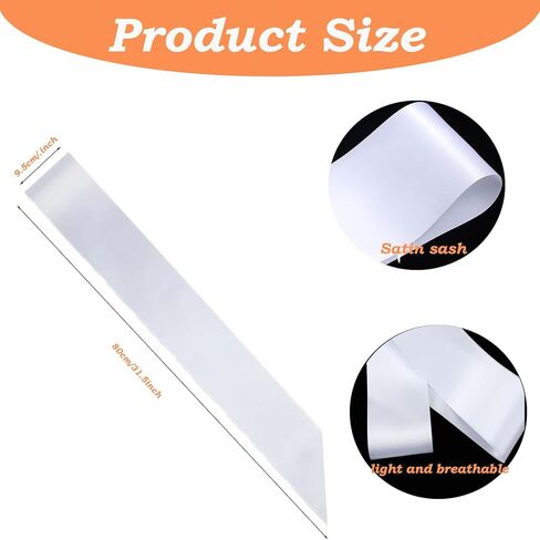 16 قطعة وشاح أبيض وشاح ساتان فارغ 2024 وشاح لتزيين المواكب العليا لحفلات التخرج وحفلات الزفاف لوازم ذاتية الصنع in Kuwait