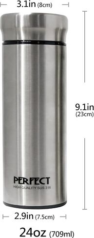 24 OZ 316 Stainless Steel Vacuum Insulated Water Bottle, Keep Cold and Hot, Seamless Cup Leak Proof And Wide Mouth, Sliver in Saudi Arabia