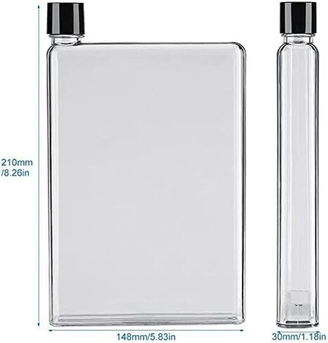 2PCS Flat Water Bottle, slim water bottle for purse, Leak Proof Slim Handbag Poket Drinking Bottle for Outdoor Sports Fitness Camping Hiking Cycling 750ml, 2*Transparent in Saudi Arabia