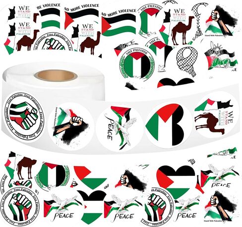 540Pcs Free Palestine Stickers Decal Palestinian Stickers Roll for Decoration Waterproof Vinyl Stickers for Phone, Laptops, Waterbottle, Cars, Bumper 1.58"×1.58" in Saudi Arabia