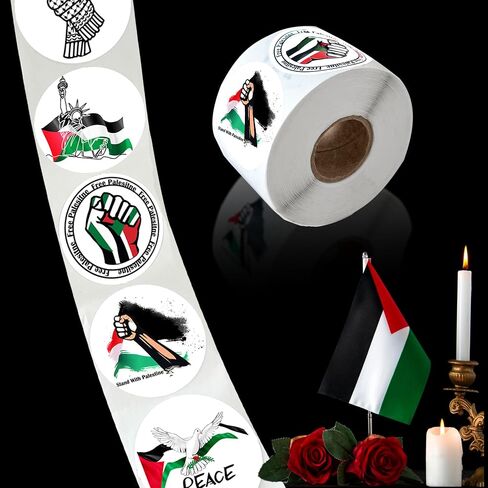 540Pcs Free Palestine Stickers Decal Palestinian Stickers Roll for Decoration Waterproof Vinyl Stickers for Phone, Laptops, Waterbottle, Cars, Bumper 1.58"×1.58" in Saudi Arabia