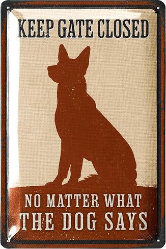 Keep Gate Closed Sign Dogs Vintage Tin Sign, Dogs Present On Property Sign, Dog in Yard Keep Gate Closed, Please Keep Gate Closed, Beware of Dog Signs for Fence, Funny, Metal 12x8" in Saudi Arabia