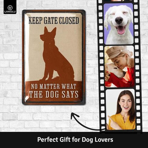 Keep Gate Closed Sign Dogs Vintage Tin Sign, Dogs Present On Property Sign, Dog in Yard Keep Gate Closed, Please Keep Gate Closed, Beware of Dog Signs for Fence, Funny, Metal 12x8" in Saudi Arabia
