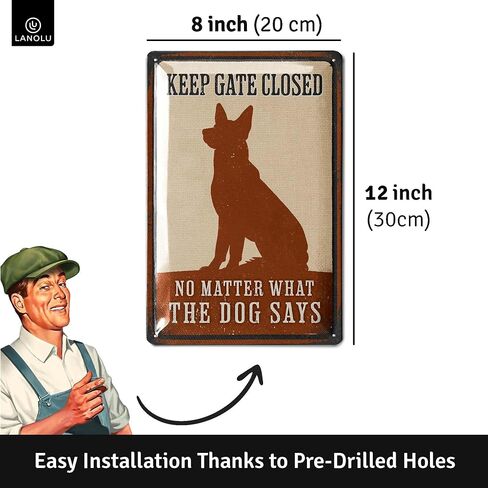 Keep Gate Closed Sign Dogs Vintage Tin Sign, Dogs Present On Property Sign, Dog in Yard Keep Gate Closed, Please Keep Gate Closed, Beware of Dog Signs for Fence, Funny, Metal 12x8" in Saudi Arabia