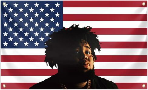 دائم المغني مغني الراب قضيب نسيج موجة العلم 3x5ft ملصق الألبوم، 4 الحلقات النحاسية راية الأعلام لشريط كلية النوم غرفة المعيشة غرفة بار ديكور in Kuwait