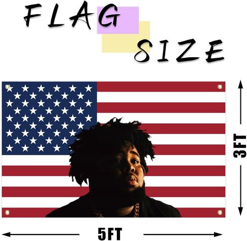دائم المغني مغني الراب قضيب نسيج موجة العلم 3x5ft ملصق الألبوم، 4 الحلقات النحاسية راية الأعلام لشريط كلية النوم غرفة المعيشة غرفة بار ديكور in Kuwait