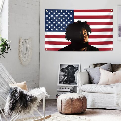 دائم المغني مغني الراب قضيب نسيج موجة العلم 3x5ft ملصق الألبوم، 4 الحلقات النحاسية راية الأعلام لشريط كلية النوم غرفة المعيشة غرفة بار ديكور in Kuwait