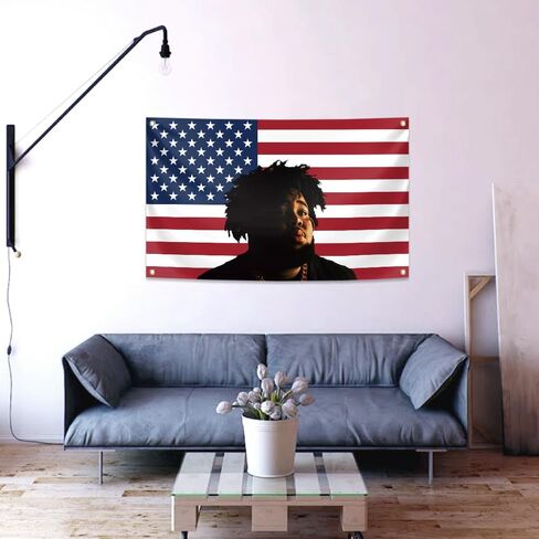 دائم المغني مغني الراب قضيب نسيج موجة العلم 3x5ft ملصق الألبوم، 4 الحلقات النحاسية راية الأعلام لشريط كلية النوم غرفة المعيشة غرفة بار ديكور in Kuwait