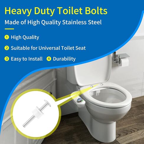 2pcs Universal Silver Toilet Seat Bolt, Stainless Steel Toilet Seat Bolts Screws Set Heavy Duty Toilet Seat Accessories Bathroom Replacement Parts with Nuts Washers Gaskets in Saudi Arabia