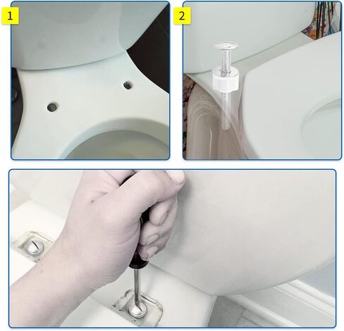 2pcs Universal Silver Toilet Seat Bolt, Stainless Steel Toilet Seat Bolts Screws Set Heavy Duty Toilet Seat Accessories Bathroom Replacement Parts with Nuts Washers Gaskets in Saudi Arabia