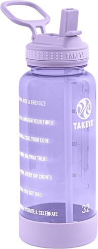 Takeya 32 oz Motivational Water Bottle with Straw Lid with Time Marker, Premium Quality BPA Free Tritan Plastic, Vivacity Purple in Saudi Arabia