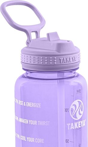 Takeya 32 oz Motivational Water Bottle with Straw Lid with Time Marker, Premium Quality BPA Free Tritan Plastic, Vivacity Purple in Saudi Arabia