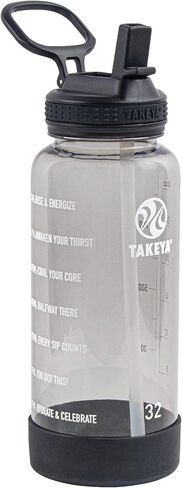 Takeya 32 oz Motivational Water Bottle with Straw Lid with Time Marker, Premium Quality BPA Free Tritan Plastic, Vivacity Purple in Saudi Arabia
