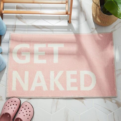 Boao Get Naked Bath Mat Pink Bathroom Rugs Cute Non Slip Bathroom Mats Absorbent Aesthetic Rug Funny Shower Bathroom Accessories Machine Washable Pink Bathroom Decor for Home Floor Tub, 32 x 20 Inch in Saudi Arabia
