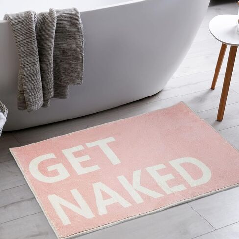 Boao Get Naked Bath Mat Pink Bathroom Rugs Cute Non Slip Bathroom Mats Absorbent Aesthetic Rug Funny Shower Bathroom Accessories Machine Washable Pink Bathroom Decor for Home Floor Tub, 32 x 20 Inch in Saudi Arabia