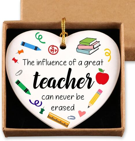 Teacher Appreciation Gifts Ornament Keepsake Sign Heart Plaque Best Teacher Ever Gifts Birthday Christmas Thank You Gift for Teacher in Saudi Arabia