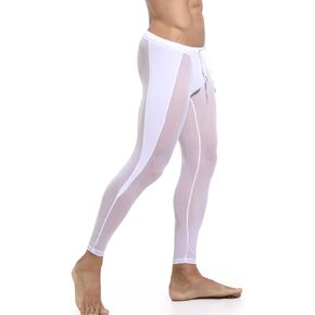 Men Yoga Leggings Pants Mesh See Through Compression Tight Slim Fit Active Workout Trousers