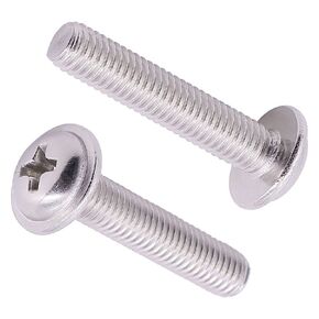 M3-0.5 x 6mm (100 pcs) Pan Washer Head Phillps Drive Machine Screws, Cross Recessed Machine Screws with Round Washer Head, 304 Stainless Steel 18/8, PWM Screws