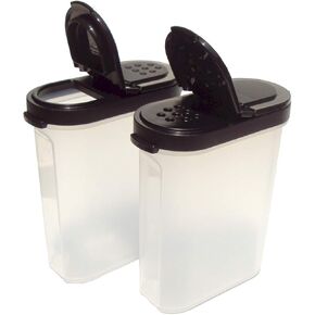 Tupperware Modular Mates Spice Shakers Set of 2 Black Seals 1 Cup Capacity