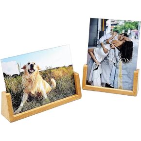 5x7 Picture Frame - 2 Pack, U-shaped Picture Frame Made of Solid Wood Base and Clear Acrylic, Wooden Photo Frame Vertical & Horizontal Display, Home and Office Decor