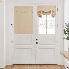 RYB HOME ستارة باب معتمة ذاتية اللصق بطول قابل للتعديل ستائر نافذة زجاجية لغرفة النوم وغرفة المعيشة والمكتب الفرنسي للباب الأمامي والباب تريشيا ستارة جانبية للباب، عرض 26 × طول 69، رمادي، لوحة واحدة in Kuwait