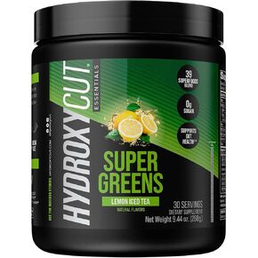 Hydroxycut Essentials Super Greens | 39 Superfoods Blend, Fruits, Veggies & Grains, Vitamin C & Zinc for Immune Support, Probiotics & Prebiotics, and Gut Health Support. 30 Servings (Lemon Iced Tea)