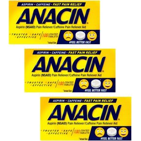 Anacin Fast Pain Relief Pain Reducer Aspirin Tablets, 300 Tablets, (Pack of 3) in Saudi Arabia