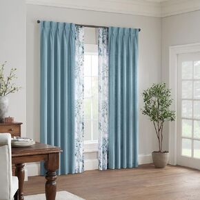 Waverly Serendipity 5 Pinch Pleat Light Filtering Rod Pocket Window Curtain for Living Room (1 Panel), 25 in x 84 in, White