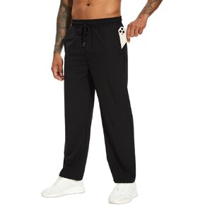 DingLu Men's Lightweight Outdoor Travel Running Pants Elastic Waist Pants with Zipper Pockets