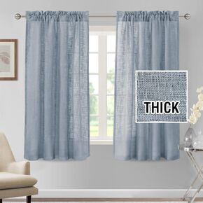 H.VERSAILTEX Linen Curtains 84 inches Long Natural Linen Blended Curtains for Living Room Burlap Linen Textured Curtains Light Filtering Rod Pocket Curtains Bedroom Curtains 2 Panel Sets, Natural