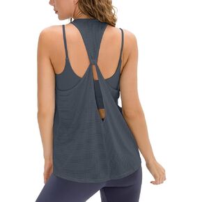 قمصان علوية للتمرين للسيدات فضفاضة ذات ظهر Racerback، قمصان يوجا خفيفة الوزن بدون ظهر in Kuwait