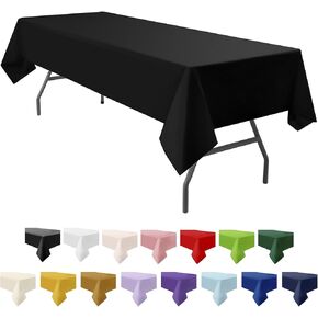 3-Pack Premium Plastic Black Tablecloth Disposable 54 x 108 Inch. Rectangle Table Cover Party Table Cloths for Birthday Baptism Christening BBQ Picnic Banquet Fits up to 8 ft Tables