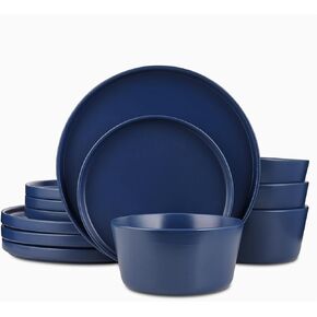 Stone Lain Celina Modern Stoneware 24-Piece Dinnerware Set, Dinner and Salad Plates, Soup Bowls, Dish set for 8, Grey
