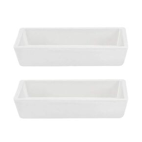 uxcell Porcelain Crucible 60ml Rectangular Boat Sample Holder 91x62x19mm for Melting Refining 2pcs