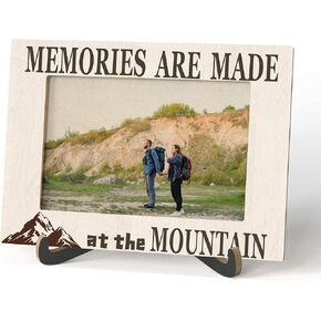 Mountain Photo Frame - Landscape Wooden Tabletop Picture Frame with Stand - Gifts For Nature Lover - Camping Gifts for Family Friends Colleagues - Home Office Desk Decor -A55