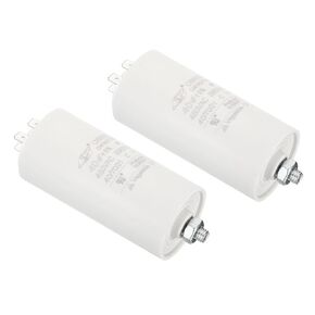 PATIKIL CBB60 40uF Running Capacitor,2Pcs AC 450V 4 Pins 50/60Hz Cylinder Bottom with Screw 95x45mm for Air Compressor,Cleaning Machine Motor Star