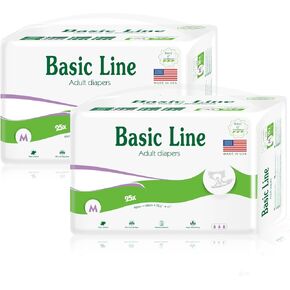 Nateen Basic Purple Adult Diapers, Unisex Disposable Incontinence Briefs with Tabs for Men and Women, Moderate Absorbency, Adult Diaper Made in USA, Medium (100 Count) in Saudi Arabia