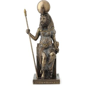 US 8.25 Inch Egyptian Sitting Sekhmet Cold Cast Bronze Sculpture Figurine