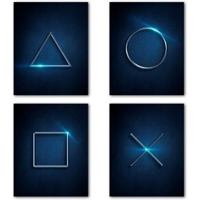 طباعة فنية جدارية لديكور ألعاب الفيديو بلاي ستيشن 5، هدية للاعبين، ديكور تحت عنوان اللعبة لغرفة الأطفال، ملصق ألعاب لغرفة نوم الأولاد، ديكور PS4 حديث لكهف الرجال، مجموعة من 4 قطع (8 × 10 بوصة، غير مؤطرة). in Kuwait