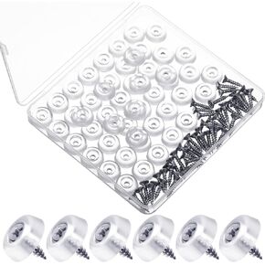 50 Pcs Rubber Door Stop Cabinet Door Stoppers Wall Door Stoppers Wall Protector Clear Rubber Door Bumpers Small Cabinet Stoppers Small Door Stop with Screws for Home, Office, School