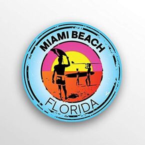 2-Pack Miami Beach Florida Decal Sticker |3-Inch Round | Premium Quality Vinyl Sticker | UV Protective Laminate | PD1501