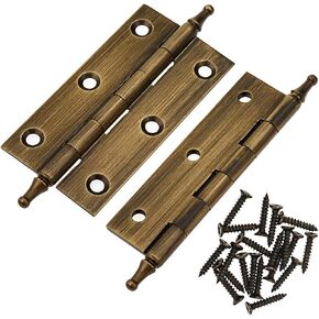 LC LICTOP 3 Inch Antique Pure Brass Hinges Crown Head Butt Hinges for Furniture Cabinet Drawer Door 2pcs