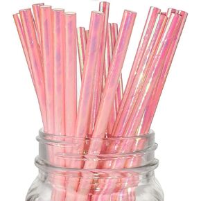 100% Biodegradable Gold and Black Striped Paper Straws - 100 Pack Disposable Black Gold Striped Drinking Straws for Birthday Party Suppliers, Holloween, Cocktail Decorations